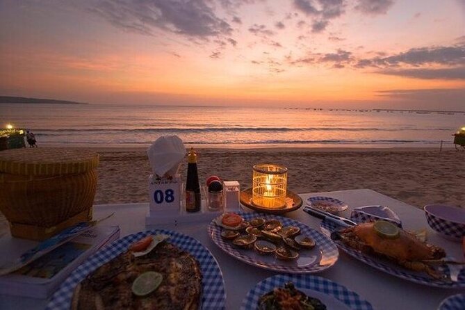 Bali Romantic Seafood Dinner under sunset jimbaran Beach - What you actually eat: the full seafood dinner set-up