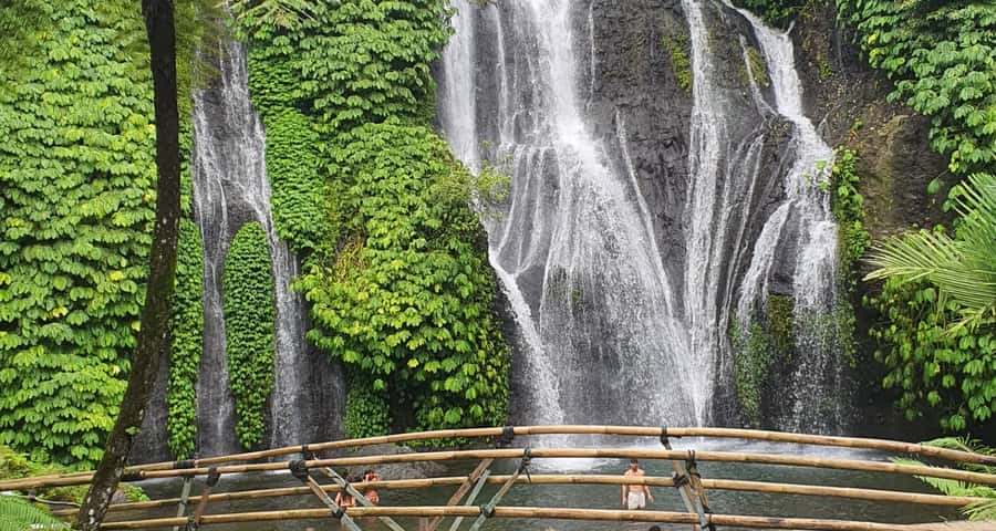 Bali: Temple Lake, Jungle Waterfall, Rice Field & Tanah Lot - Banyumala Twin Waterfalls: a bamboo walk to a turquoise pool