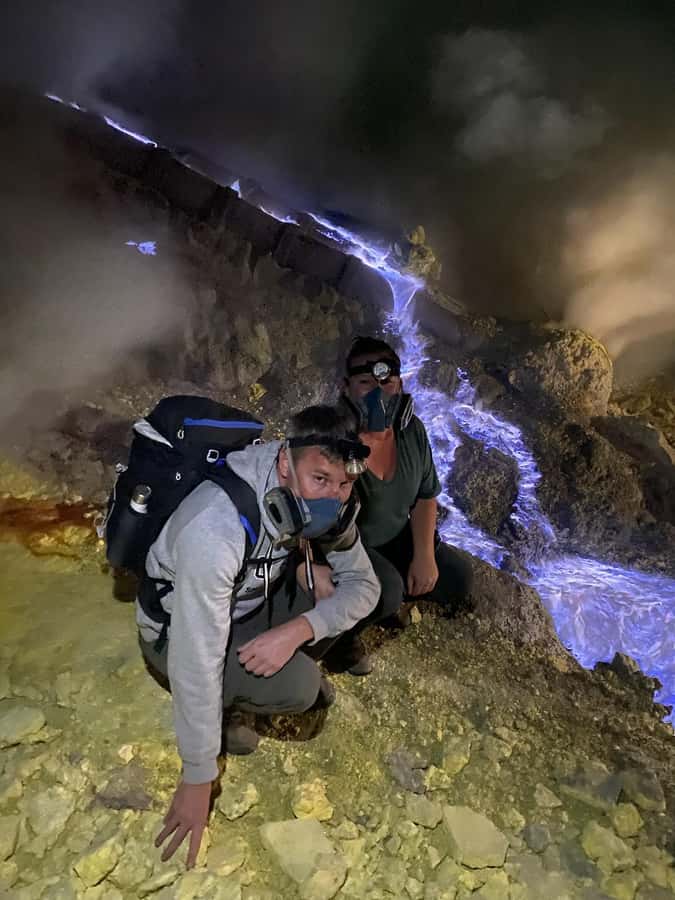 From Malang/Surabaya: 2-Days Tour Mt. Bromo Ijen Blue Flames - Ijen at 2:00 AM: hike, blue flames, and the working crater
