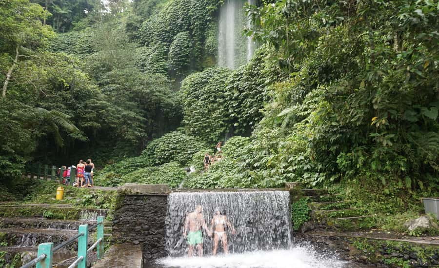 Lombok: Waterfall Benang Kelambu & Rice field Trip - Rice-field trekking with farmers and coconut water in hand