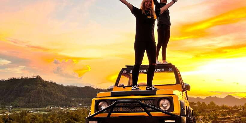 Mount Batur Jeep Sunrise & Hot Spring &coffe with transport - Black sand after the lava: quick, dramatic, and photo-friendly