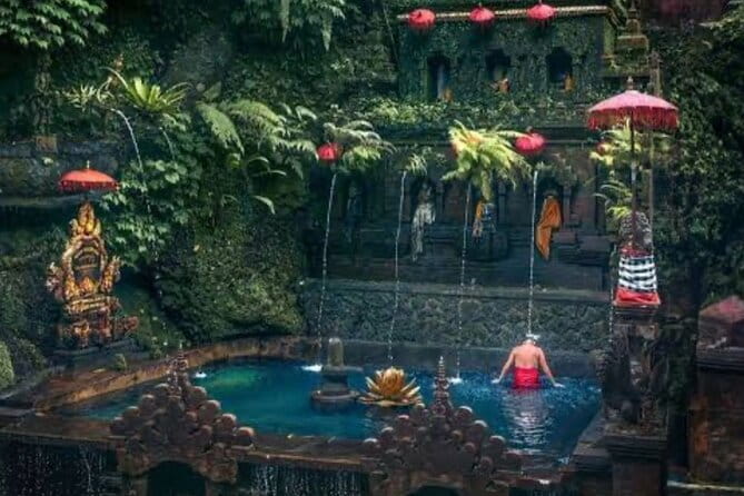 Purification Ceremony, Kehen Temple and Goa Raja Waterfall Tour - Melukat purification at Taman Pecampuhan Sala Temple