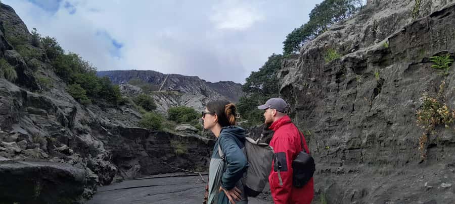 Surabaya or Malang: Mount Bromo Sunrise Share Guided Tour - The Crater Edge Hike: Stairs, Temple, and Real Volcano Air