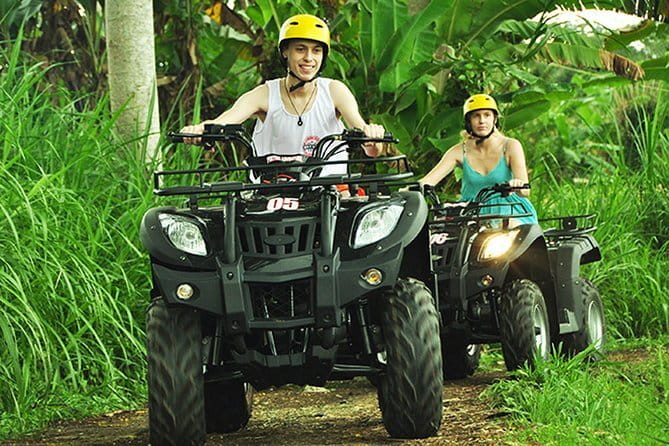 Ubud ATV Ride with Waterfall, Dragon Cave & Lunch – 2 Hours - The World Ball Statue and Cliff Relief Carvings