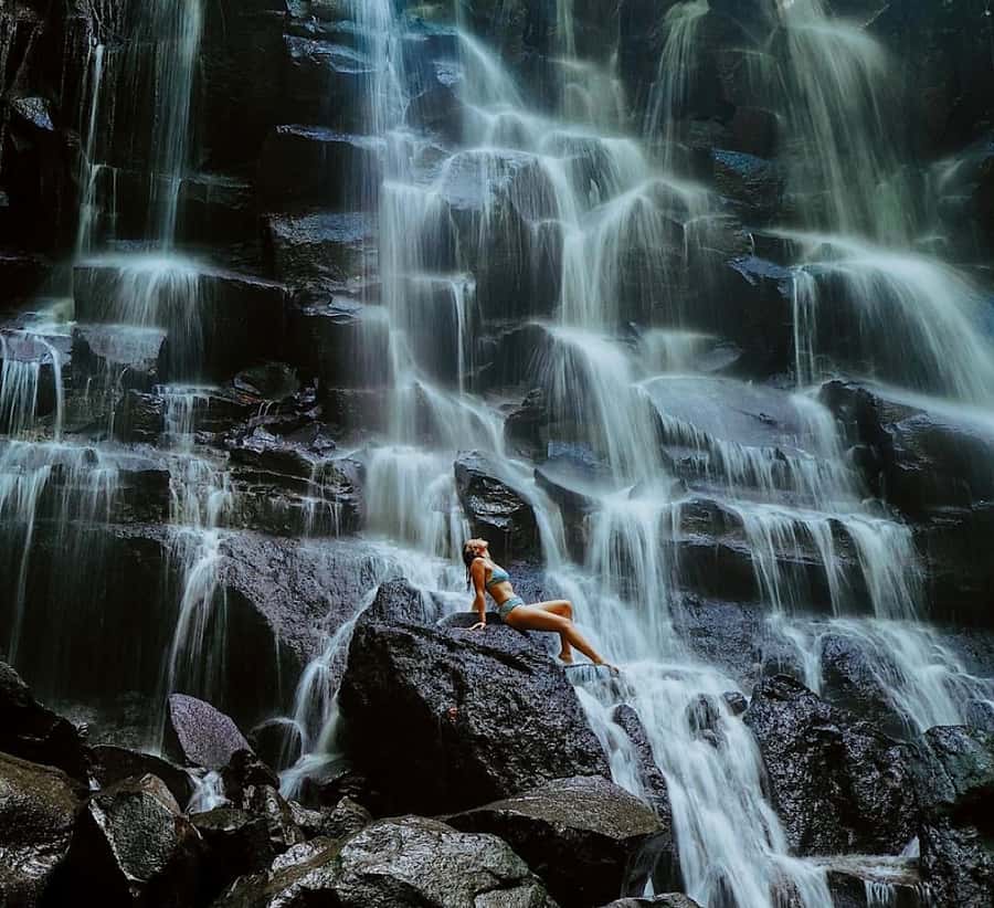 Ubud: Waterfall, Holy Water Temple,Swing&coffee plantation - Tibumana Waterfall: swim in the rock pools (and go easy on your expectations)